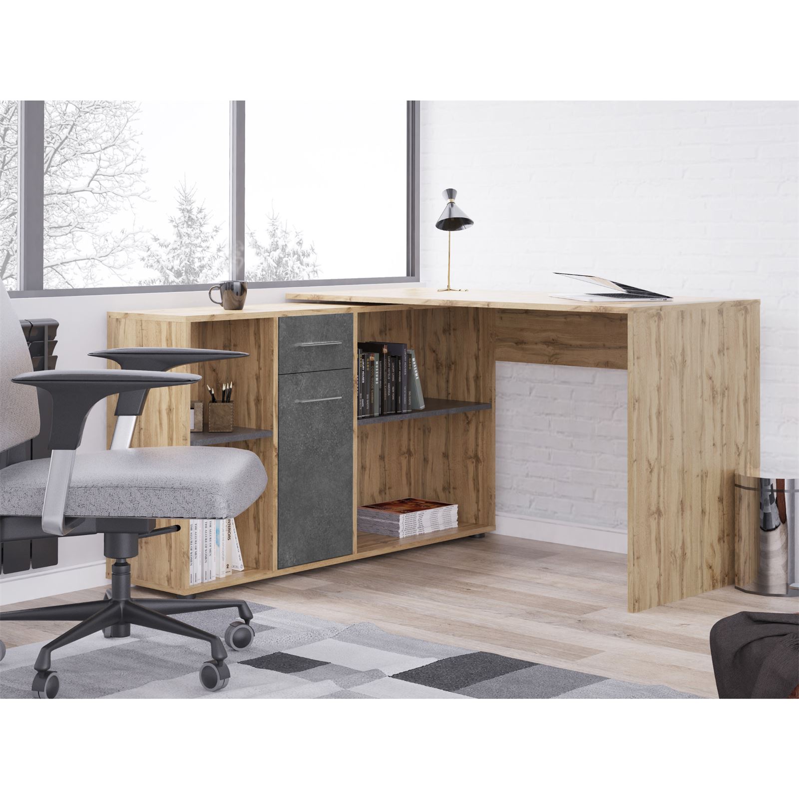  Bureau  d angle CARMEN avec meuble  de rangement  d cor 