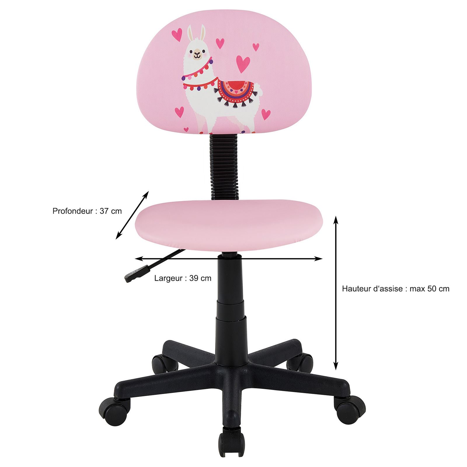 Chaise de bureau pour enfant ALPACA, revêtement synthétique rose avec