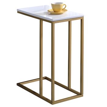 Table d'appoint rectangulaire DEBORA, en métal doré et MDF décor blanc