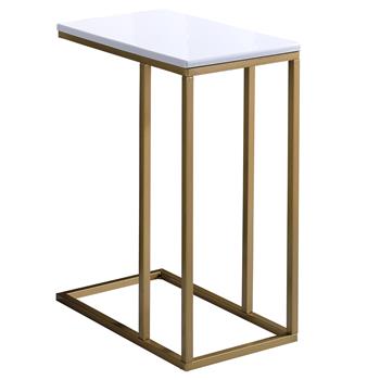 Table d'appoint rectangulaire DEBORA, en métal doré et MDF décor blanc