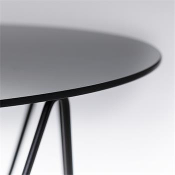 Table d'appoint MADESIS, plateau rond en verre trempé et piètement croisé en métal noir