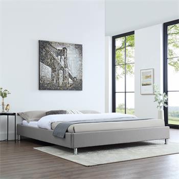 Lit futon double NIZZA, 180 x 200 cm, avec sommier, revêtement en tissu gris