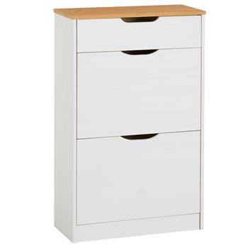 Coffre de rangement BRISTOL en pin massif lasuré blanc et brun - Commode et  meuble de rangement - Chambre - Meuble