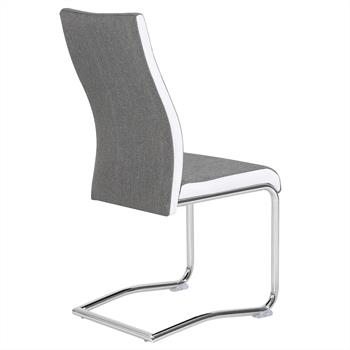 Lot de 4 chaises ALBA, en tissu gris et blanc
