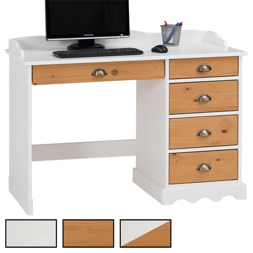 Idimex Bureau Colette Rangement Avec 5 Tiroirs Et Poignees Coquille En Pin Massif Lasure Couleur Miel Bureau Cuisine Maison