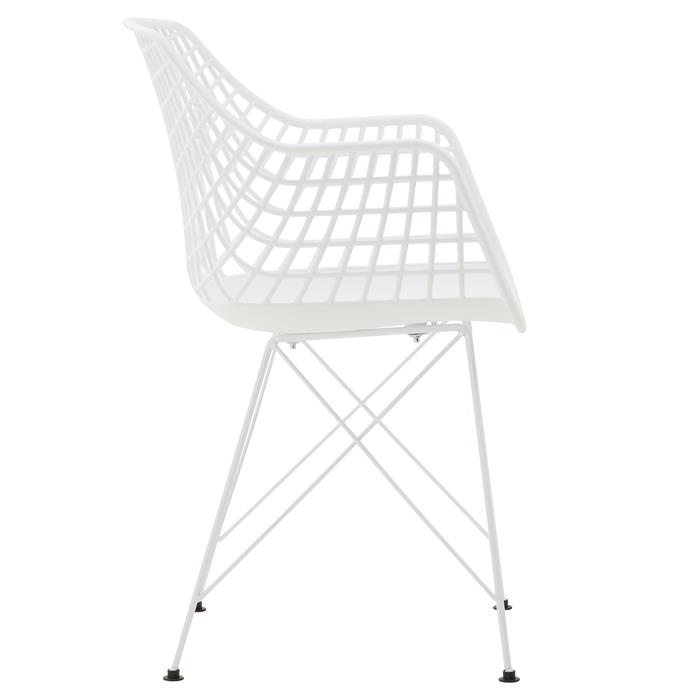 Lot de 4 chaises ALICANTE, en plastique blanc et métal blanc
