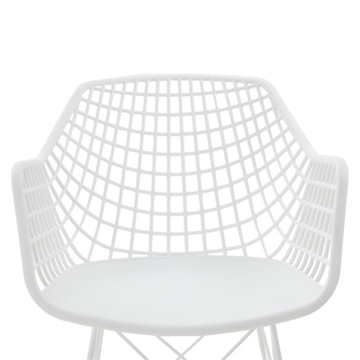 Lot de 4 chaises ALICANTE, en plastique blanc et métal blanc