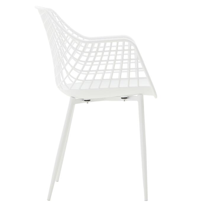 Lot de 4 chaises LUCIA, en plastique blanc et métal blanc