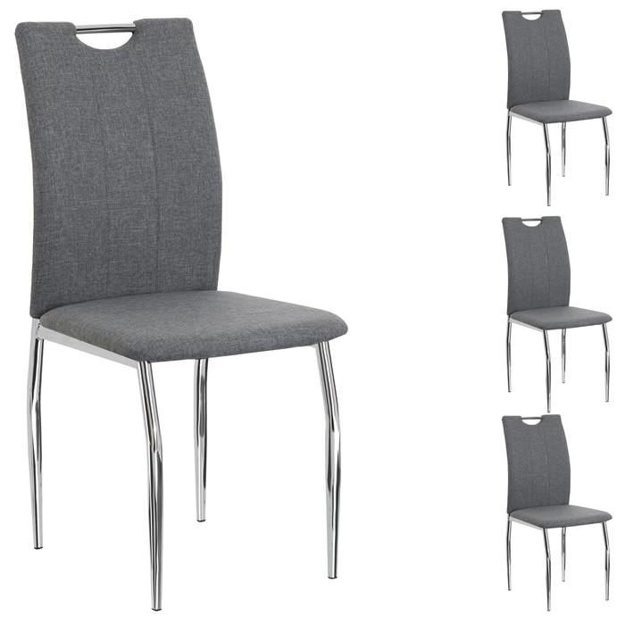 Lot de 4 chaises APOLLO, en tissu gris