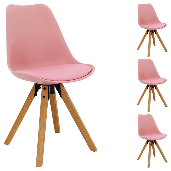 Lot de 4 chaises scandinaves TYSON, en synthétique rose