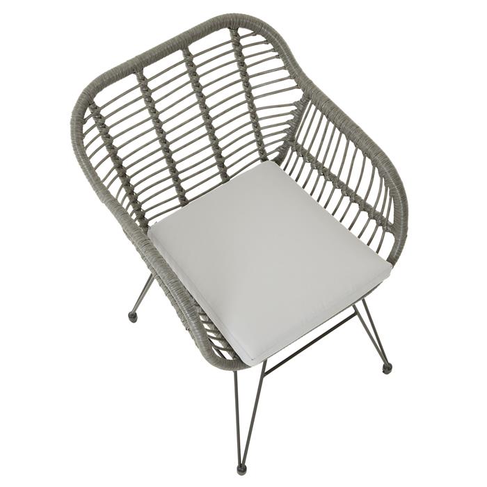 Lot de 2 chaises de jardin PARAMO, imitation rotin gris