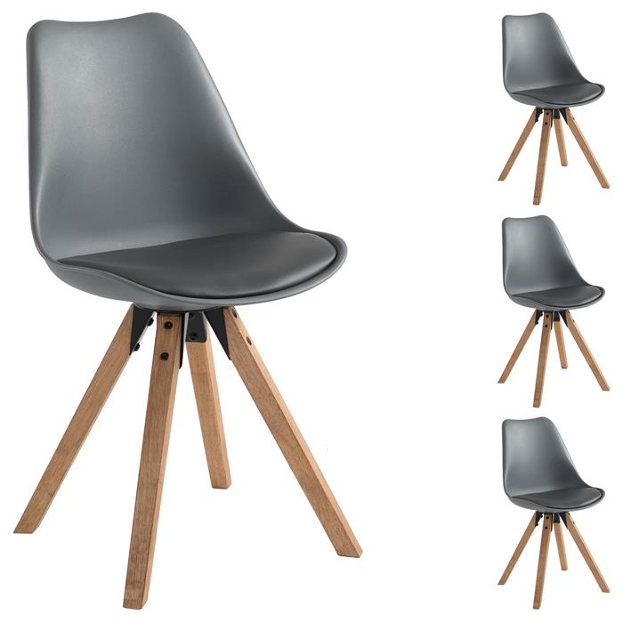 Lot de 4 chaises scandinaves TYSON, en synthétique gris