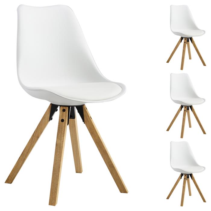 Lot de 4 chaises scandinaves TYSON, en synthétique blanc