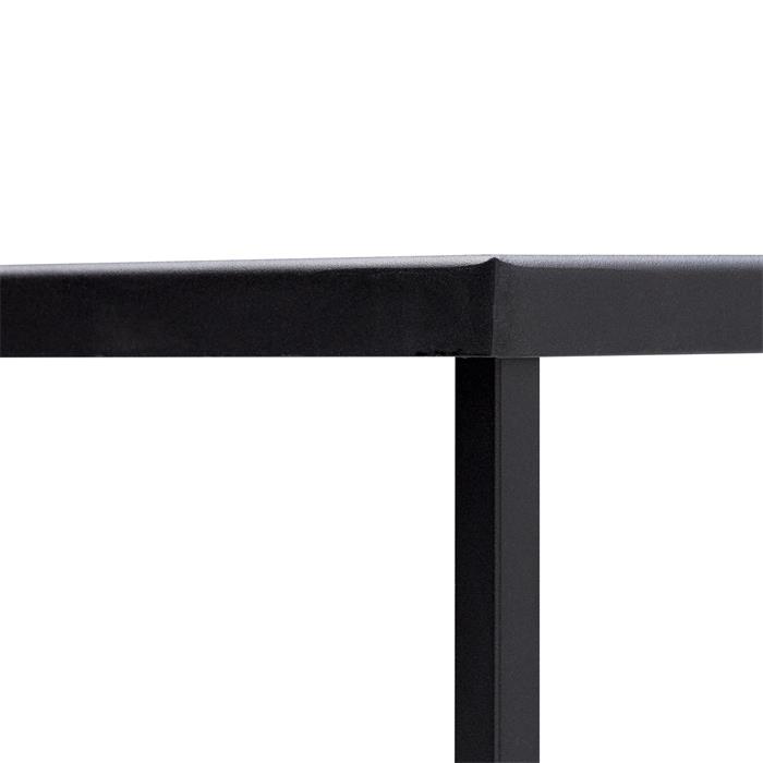 Table basse carrée HILAR, cadre et plateau en métal laqué noir