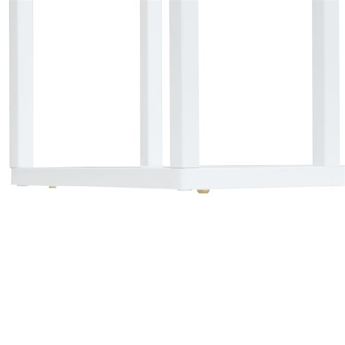 Table d'appoint rectangulaire DEBORA, en métal blanc et décor chêne sonoma
