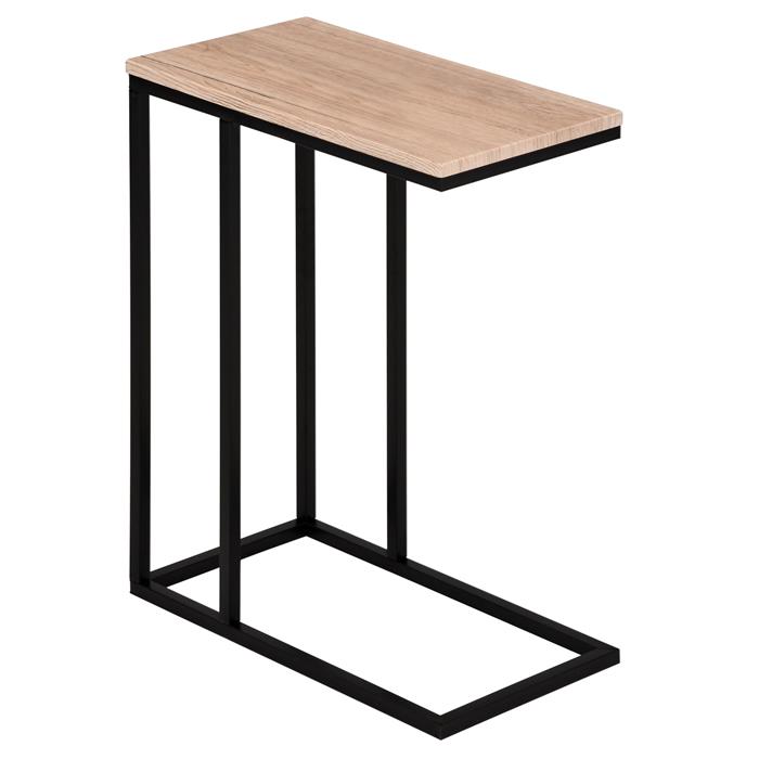 Table d'appoint rectangulaire DEBORA, en métal noir et décor chêne sauvage