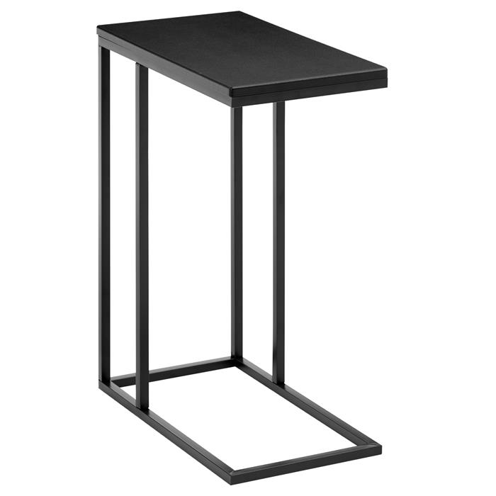 Table d'appoint rectangulaire DEBORA, en métal noir et décor noir mat