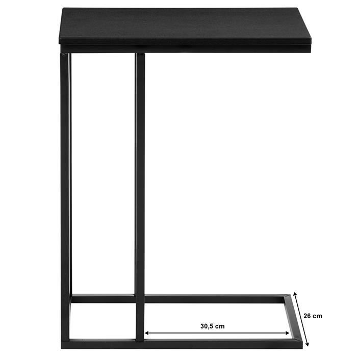 Table d'appoint rectangulaire DEBORA, en métal noir et décor noir mat