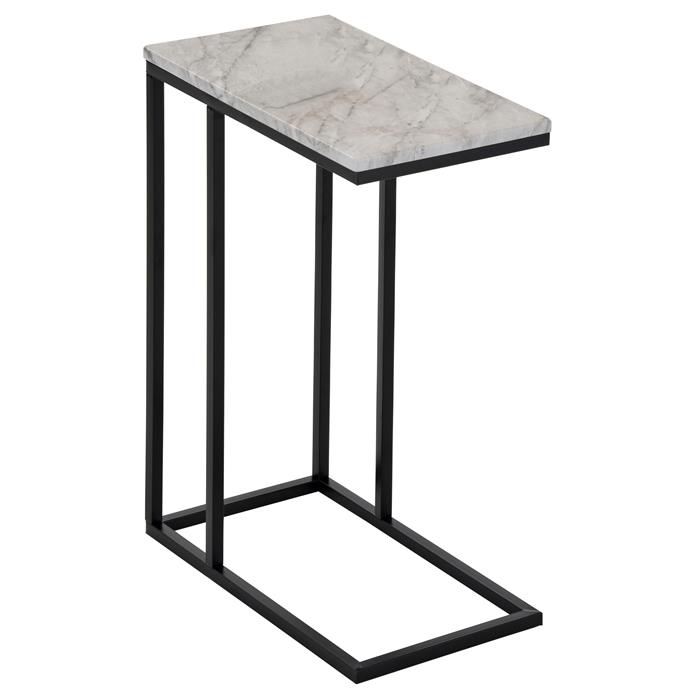 Table d'appoint rectangulaire DEBORA, en métal noir et décor marbre blanc