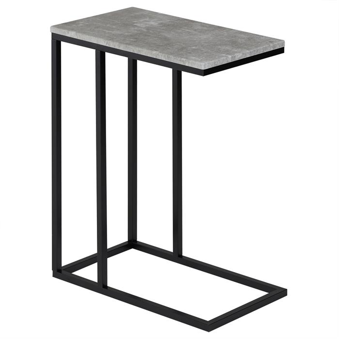 Table d'appoint rectangulaire DEBORA, en métal noir et décor béton