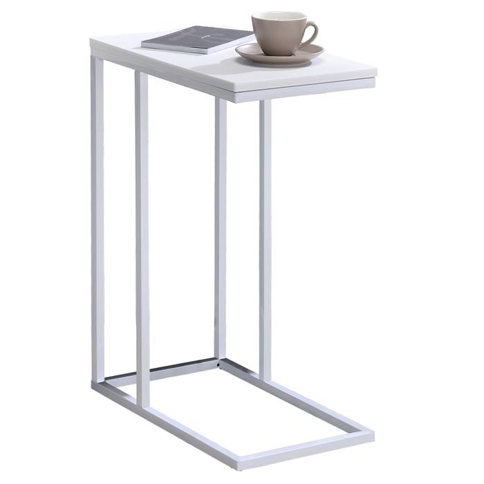 Table d'appoint rectangulaire DEBORA, en métal blanc et décor blanc mat
