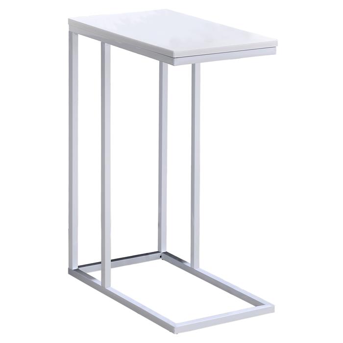 Table d'appoint rectangulaire DEBORA, en métal blanc et décor blanc mat