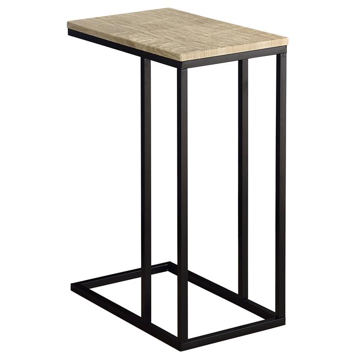 Table d'appoint rectangulaire DEBORA, en métal noir et décor chêne sonoma