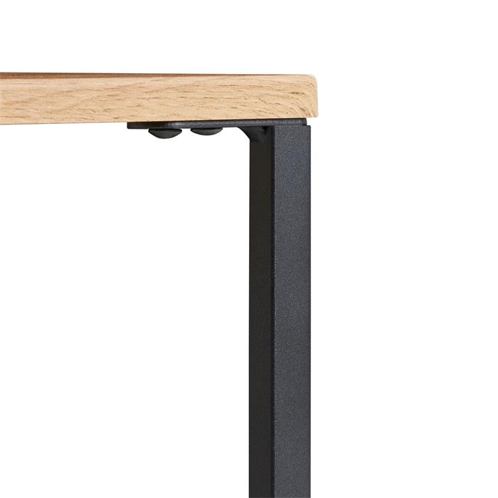 Table d'appoint carré FLORA, structure en métal noir et plateau en MDF décor chêne sauvage