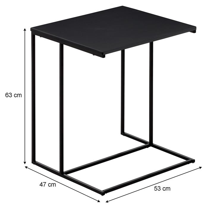Table d'appoint rectangulaire VITORIO en métal et MDF de coloris noir