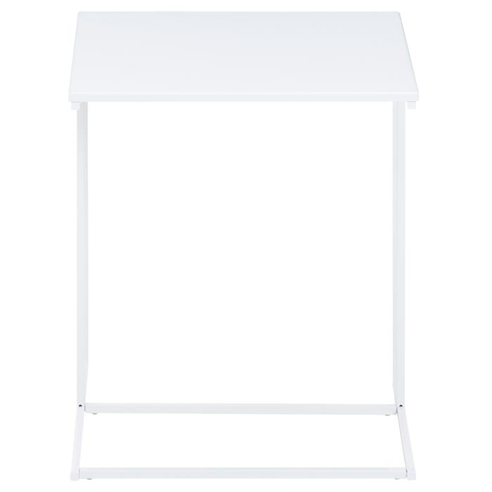 Table d'appoint rectangulaire VITORIO en métal blanc et plateau en MDF blanc