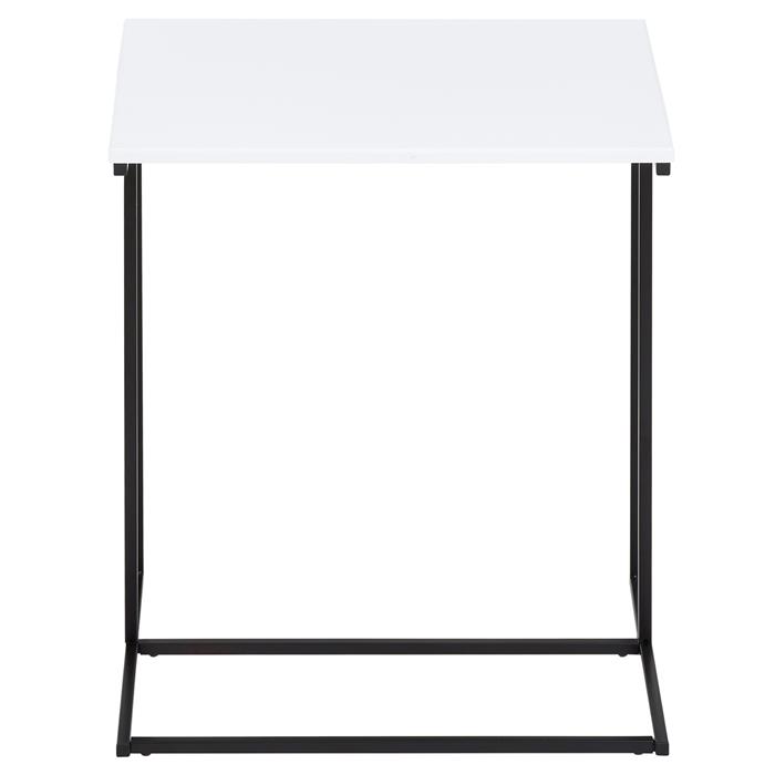 Table d'appoint rectangulaire VITORIO en métal noir et plateau en MDF blanc