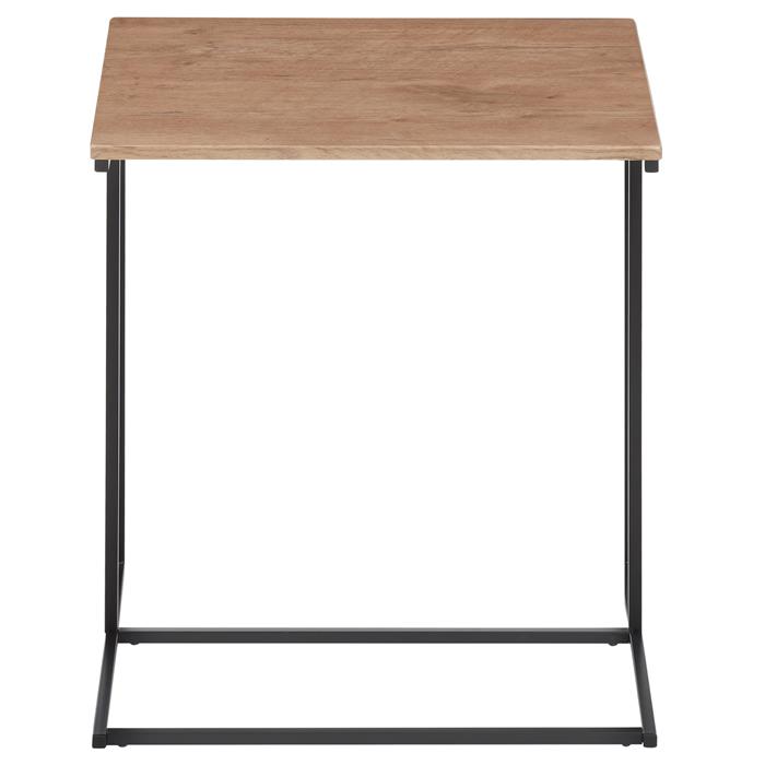 Table d'appoint rectangulaire VITORIO en métal noir et plateau en MDF décor chêne sauvage clair