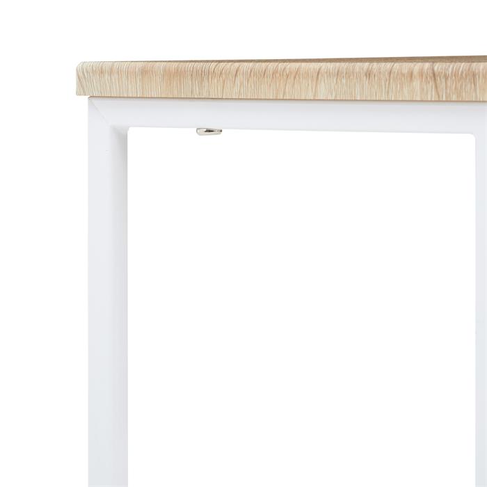 Table d'appoint rectangulaire VITORIO en métal blanc et plateau en MDF décor chêne sonoma