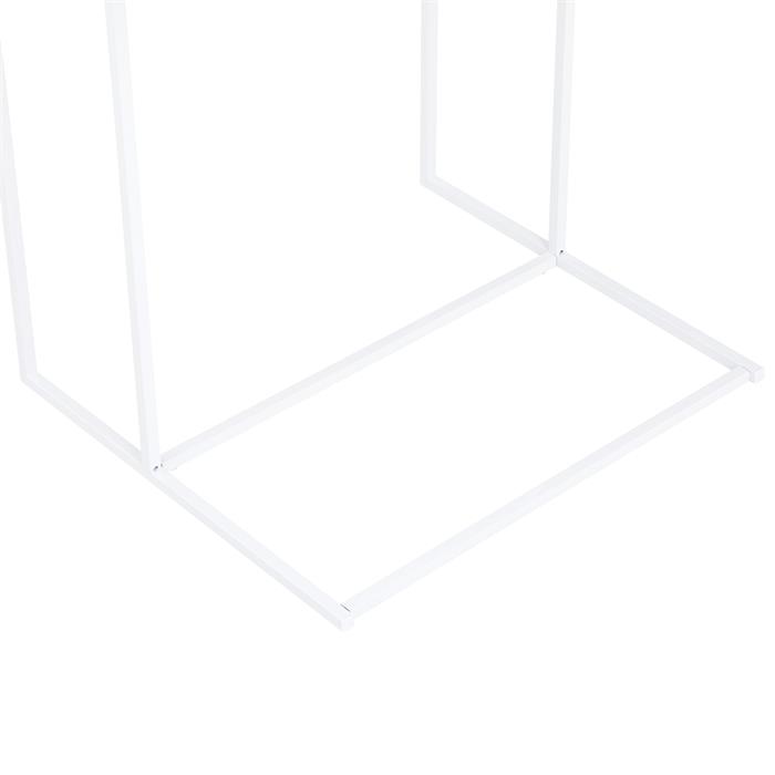Table d'appoint rectangulaire VITORIO en métal blanc et plateau en MDF décor chêne sonoma