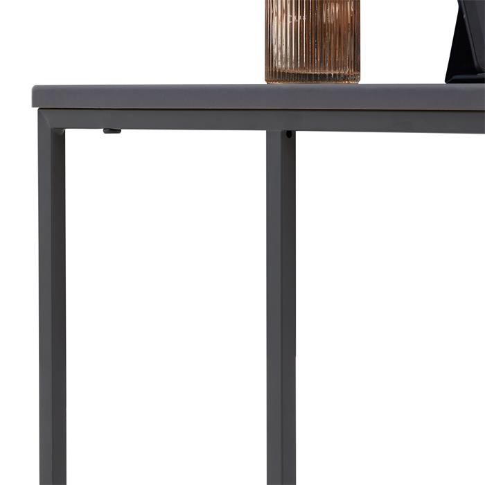 Table d'appoint rectangulaire VITORIO en métal gris et plateau en MDF gris