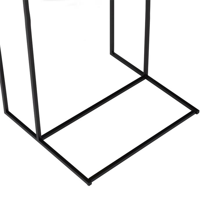 Table d'appoint rectangulaire VITORIO en métal noir et plateau en MDF décor béton