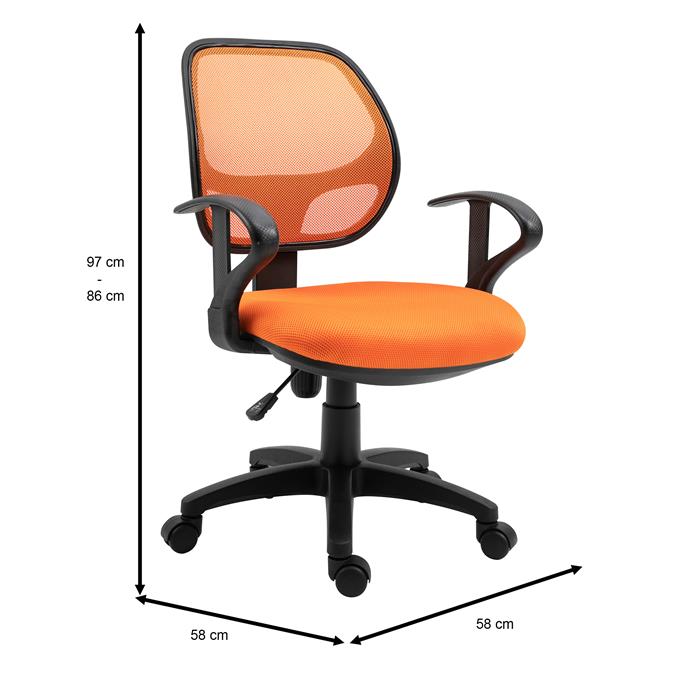 Chaise de bureau à roulettes COOL, orange