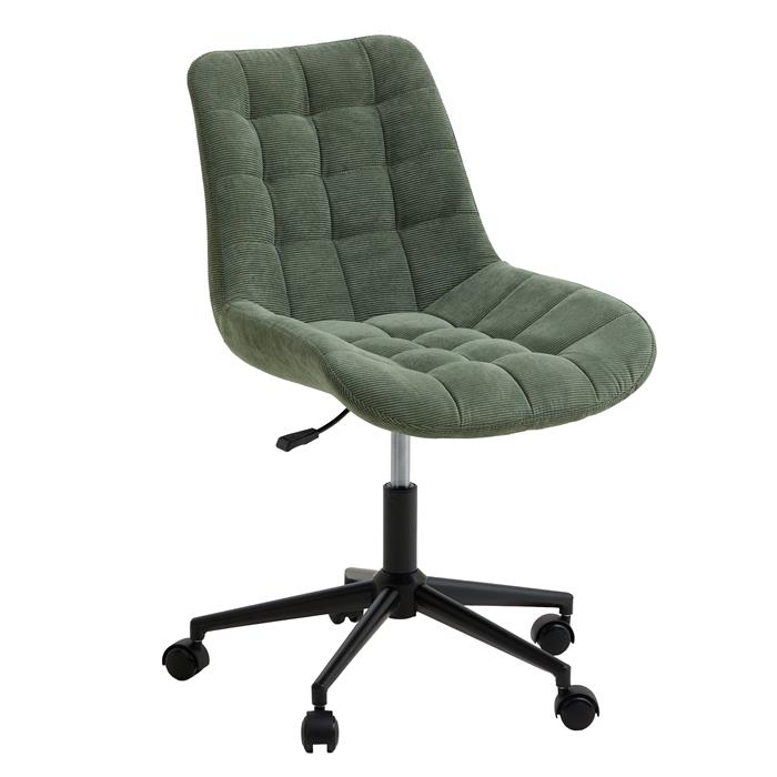 Chaise de bureau VASILO en velours côtelé vert sauge