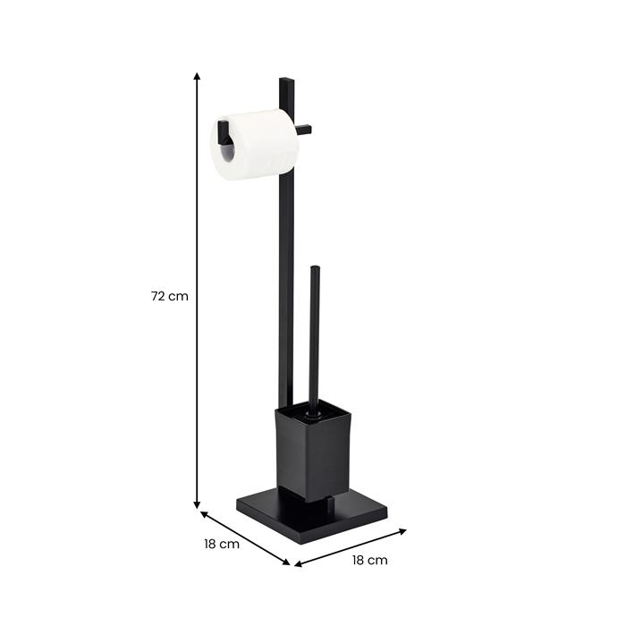 Porte-papier toilette YUMA avec brosse, en métal laqué noir