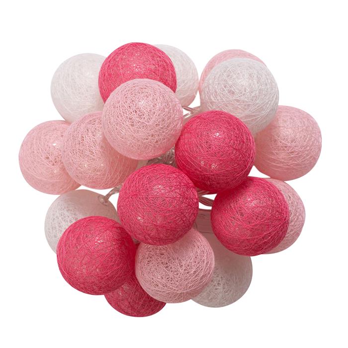 Guirlande lumineuse 20 boules AMICI coloris rose et blanc