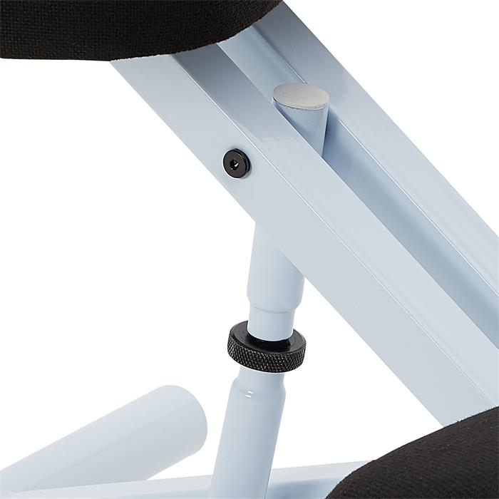 Tabouret ergonomique ROBERT, structure en métal blanc et tissu noir
