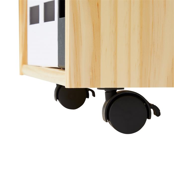 Caisson de bureau sur roulettes KANO, avec 2 tiroirs, en pin massif naturel et gris