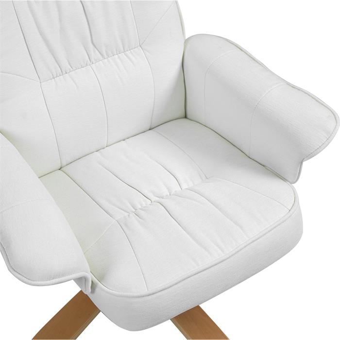 Fauteuil de relaxation avec repose-pieds CHARLY, en tissu blanc