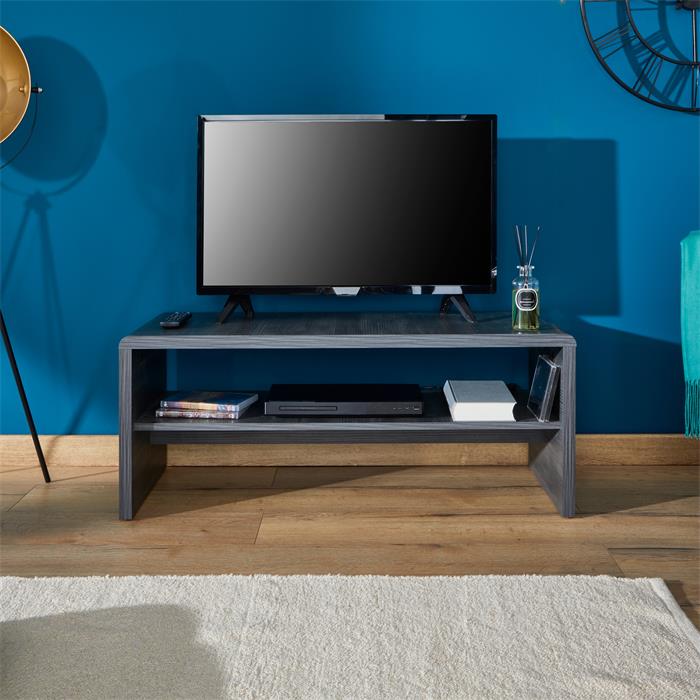 Table basse / Meuble TV LOUNA, en mélaminé décor gris cendré