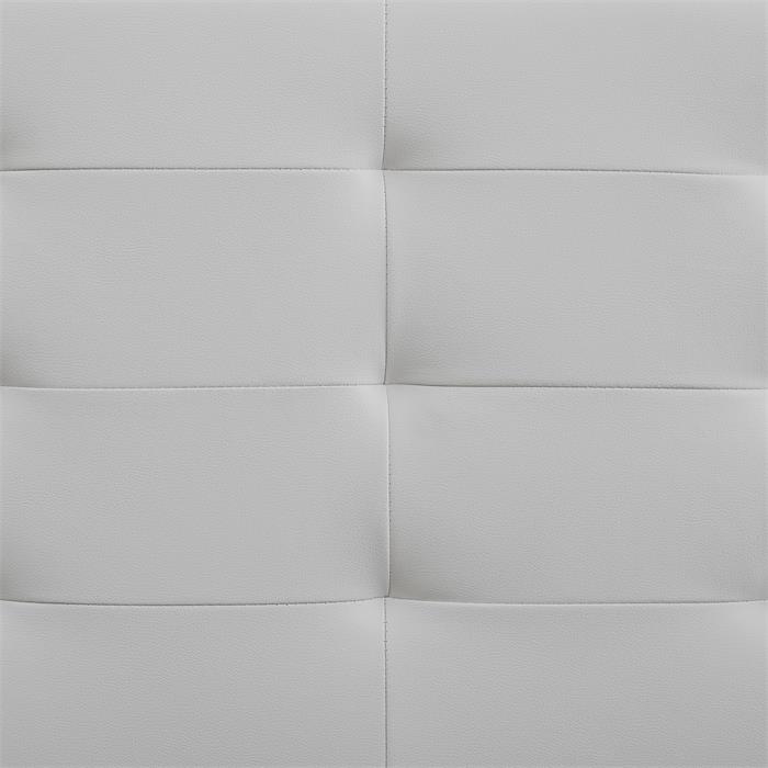 Lit simple MARLON, 120 x 190 cm, capitonné avec sommier, revêtement synthétique blanc