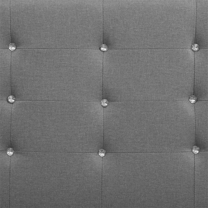 Lit simple TICO, 90 x 190 cm, capitonné avec sommier, revêtement en tissu gris
