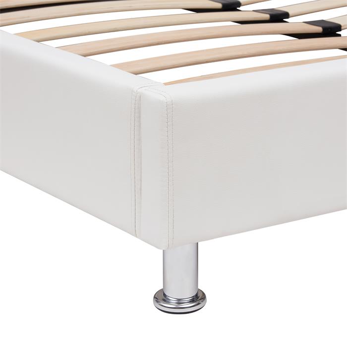 Lit double futon NIZZA, 160 x 200 cm, avec sommier, revêtement synthétique, blanc