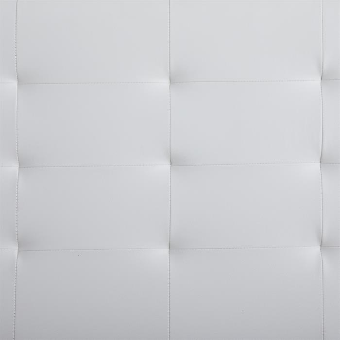 Lit simple REVE, 90 x 190 cm, capitonné avec sommier, revêtement synthétique blanc