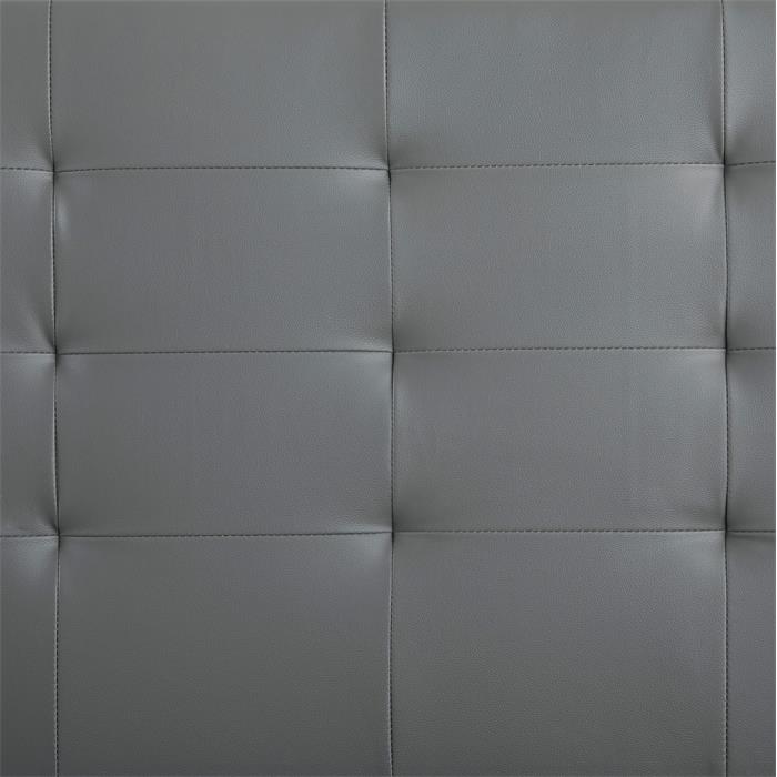 Lit simple REVE, 90 x 190 cm, capitonné avec sommier, revêtement synthétique gris