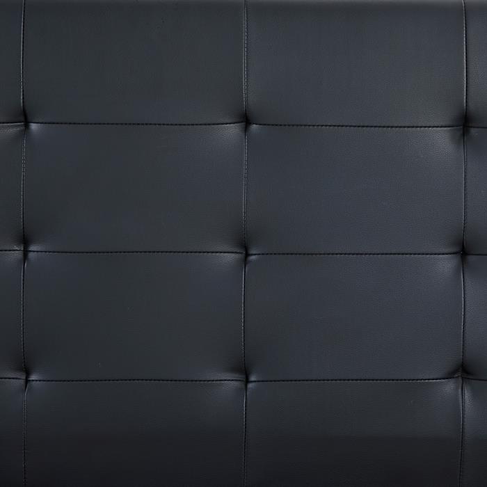 Lit simple REVE, 90 x 190 cm, capitonné avec sommier, revêtement synthétique noir